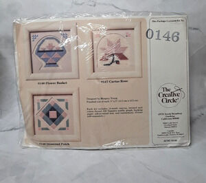 Vintage The Creative Circle Long Stitch Kit 0146 Flower Basket 5x5